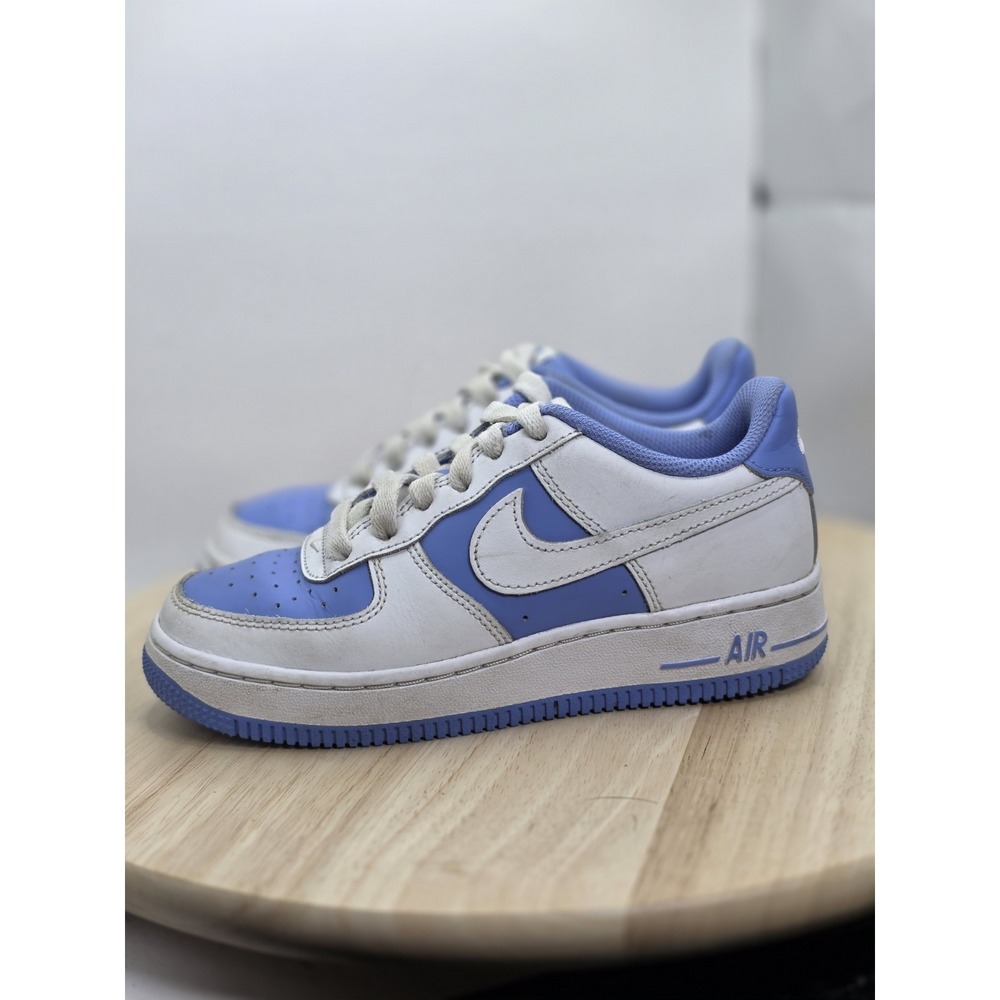 Kids Sz‎ 2Y - Nike Air Force 1 White Blue Leather Sneakers Lace Up HV0936-100